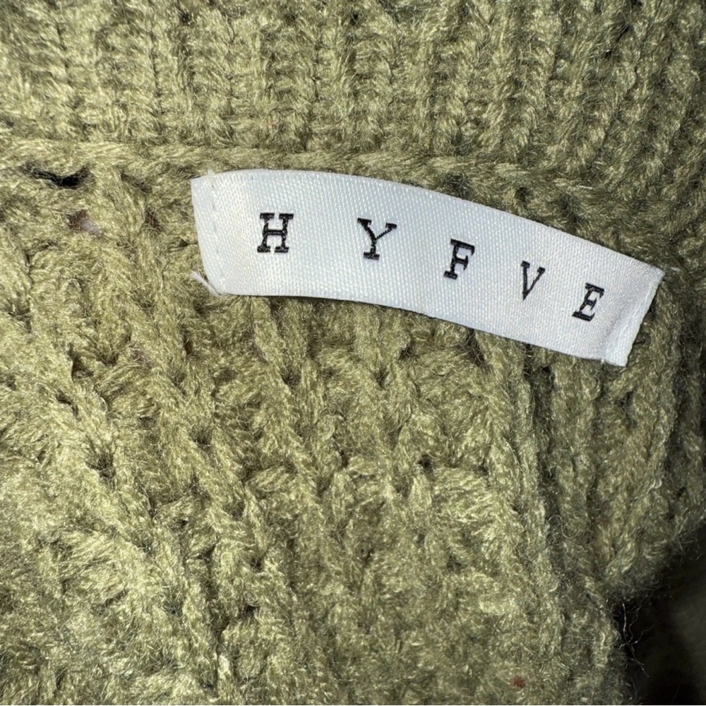 HYFVE Women’s Olive Zip Front cable knit Sweater Cardigan Sz Small NWT - Picture 9 of 9
